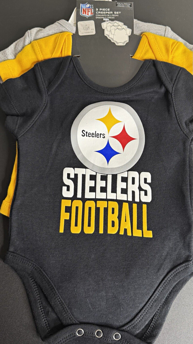 NFL Pittsburgh Steelers Logo Short Sleeve Bodysuit 3-Piece Set 3-6M
